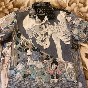 NWT Rebel Vengance Skeleton Tapestry Jacket Men's Size XXL Black